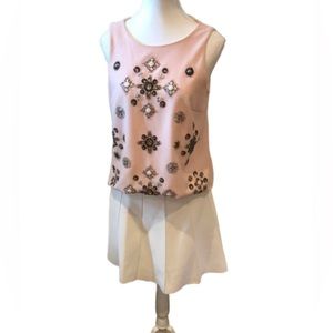 Club Monaco Tank Top Beaded Embellished Blush Pink Women Sz S